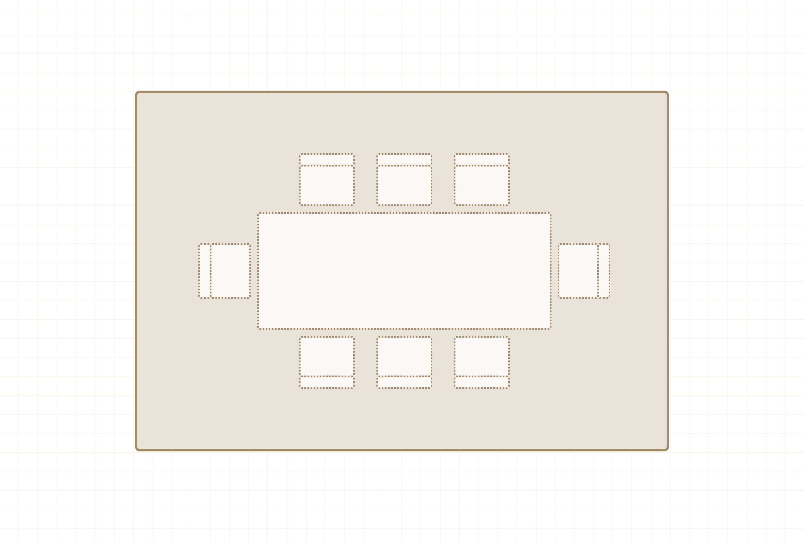 Diagram of rug underneath dining room table and chairs